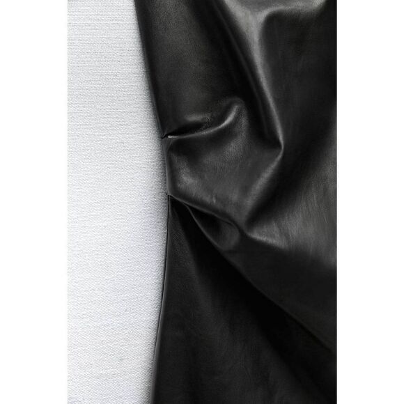 ZARA FAUX LEATHER MIDI BLACK DRESS NWT BLOGGERS FAV - Picture 14 of 16